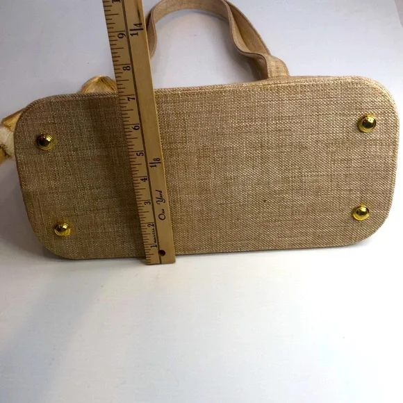 NEW DAVID JEFFREY Neutral Tote Handbag Double Handles Tassel Exterior Zip Pocket